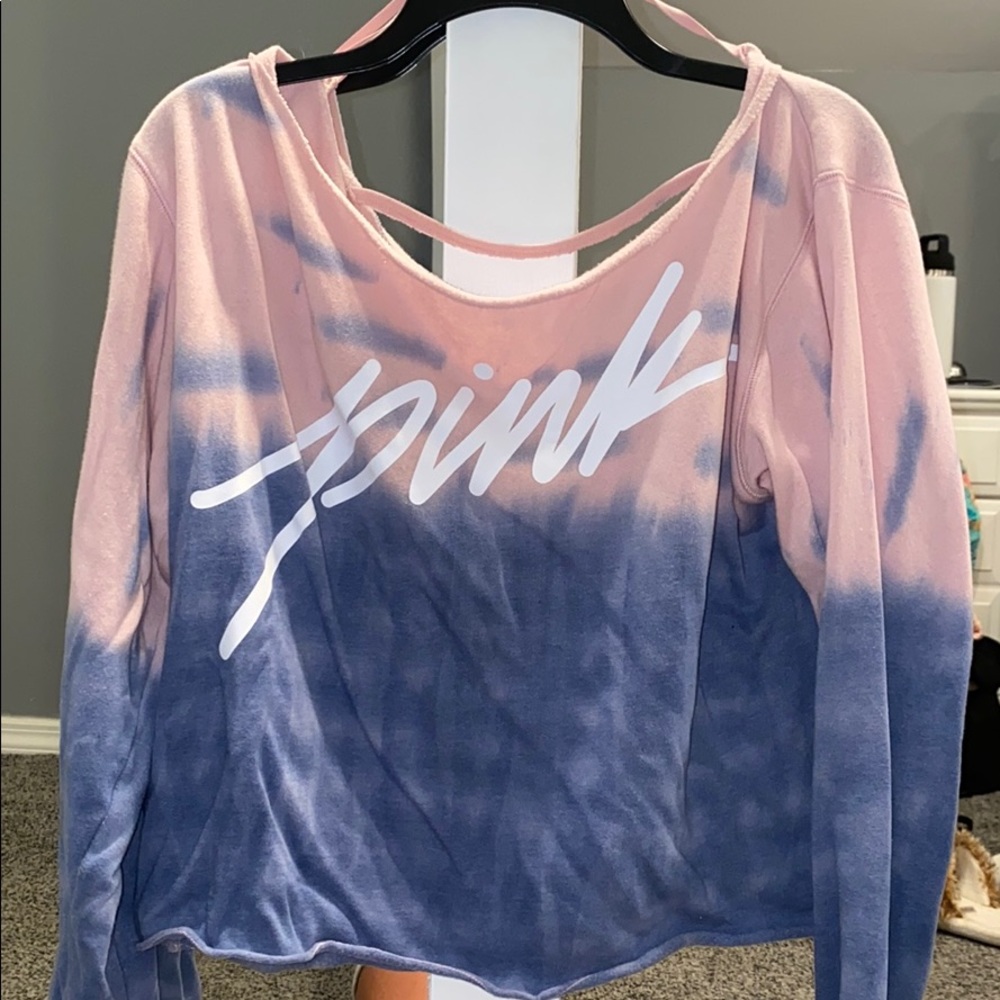 PINK tie dye cropped sweater